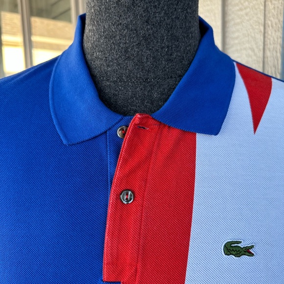 LACOSTE 🐊 Men’s All Cotton ‘Union Jack’ Pique Knit Shirt - Size EU6/US Large - Picture 3 of 12